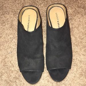 Lucky Brand sz10 women’s black nubuck slides mule